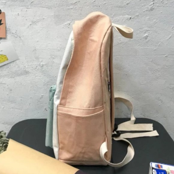 Ladies Backpack Women Contrast Color Preppy Style